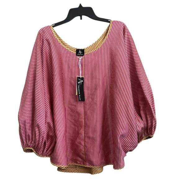 Arianne Pink Blouse with Boxy Relaxed Fit and 3/4 Sleeves - Picture 1 of 9